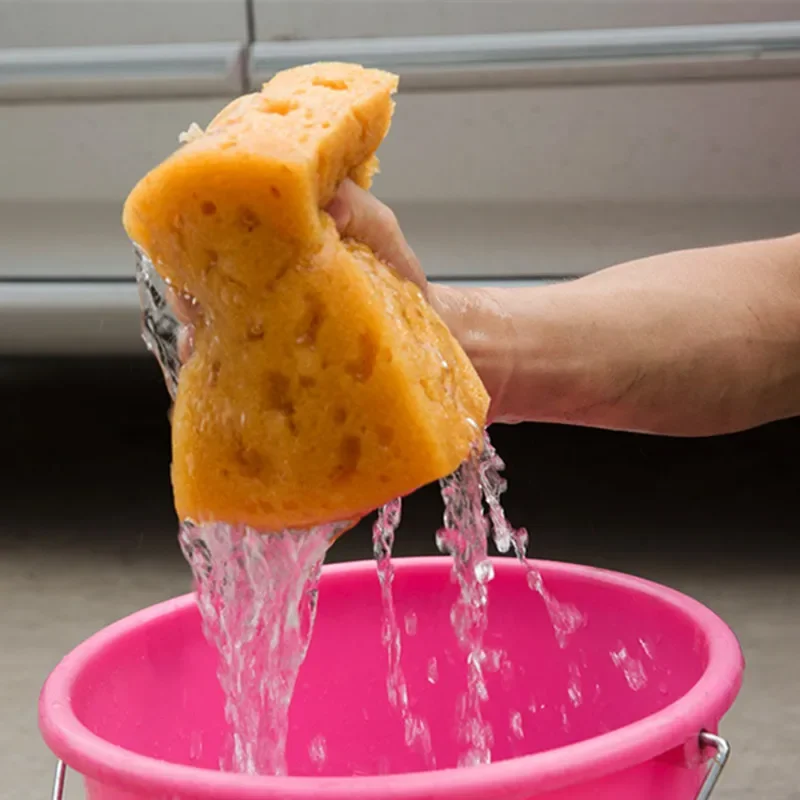 Esponja de lavado de coche Extra grande, panal de Coral, amarillo, bloque de esponja gruesa, suministros de coche, herramientas de lavado de