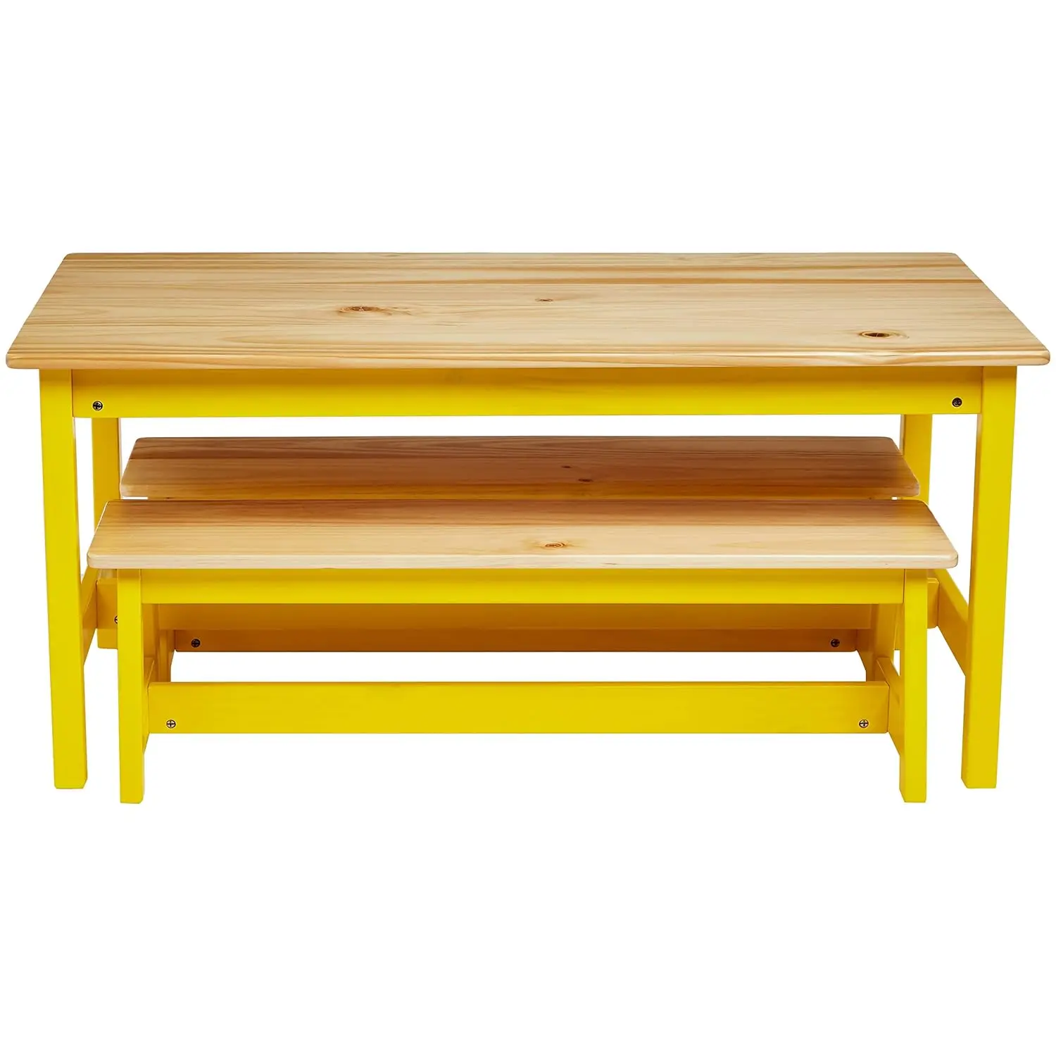 Basics Indoor Kids Table and Bench Set, Natural, 3 Count (Pack of 1)