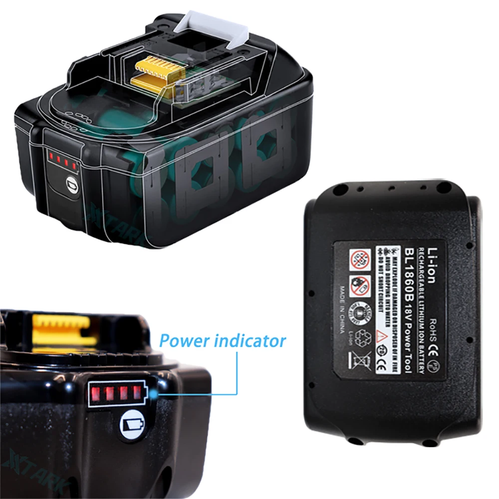 18V 6.0 8.0Ah Rechargeable Battery For Makita Power Tools with LED Li-ion Replacement LXT BL1860 1850 18 v 9 A 6000mAh