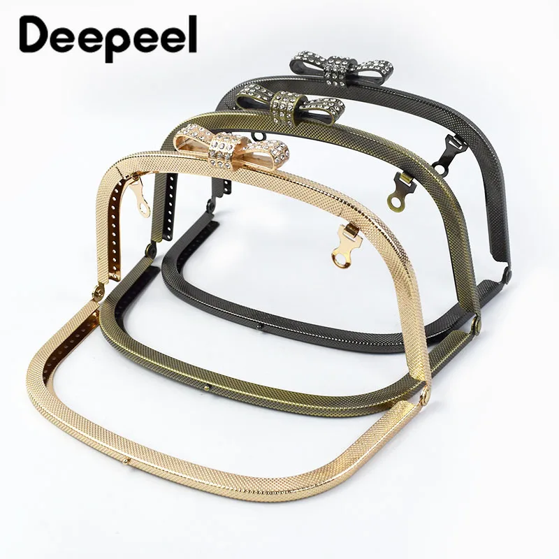 2/5Pcs Deepeel 18.5cm Embossed Bow Head Kiss Clasp Purse Frame Bags Brackets Metal Hardware Wallet Handbag Sewing Accessories