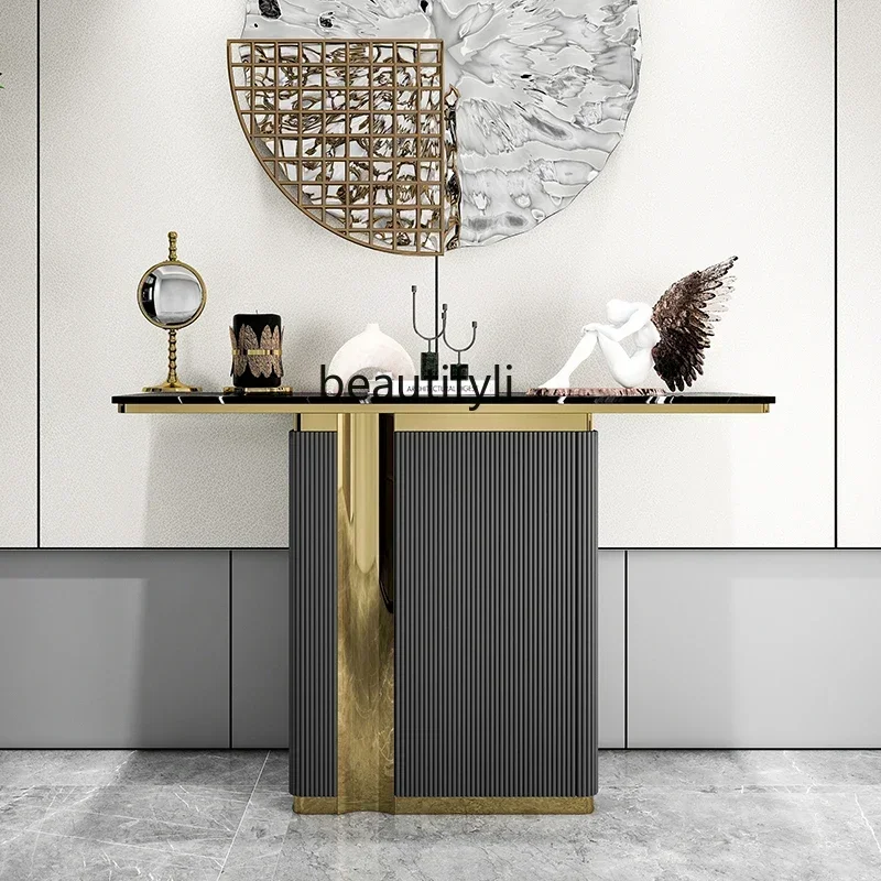TTT New arrive Light Luxury Entrance Cabinet Advanced Entrance Platform Corridor Simple Modern Slate End View Platform