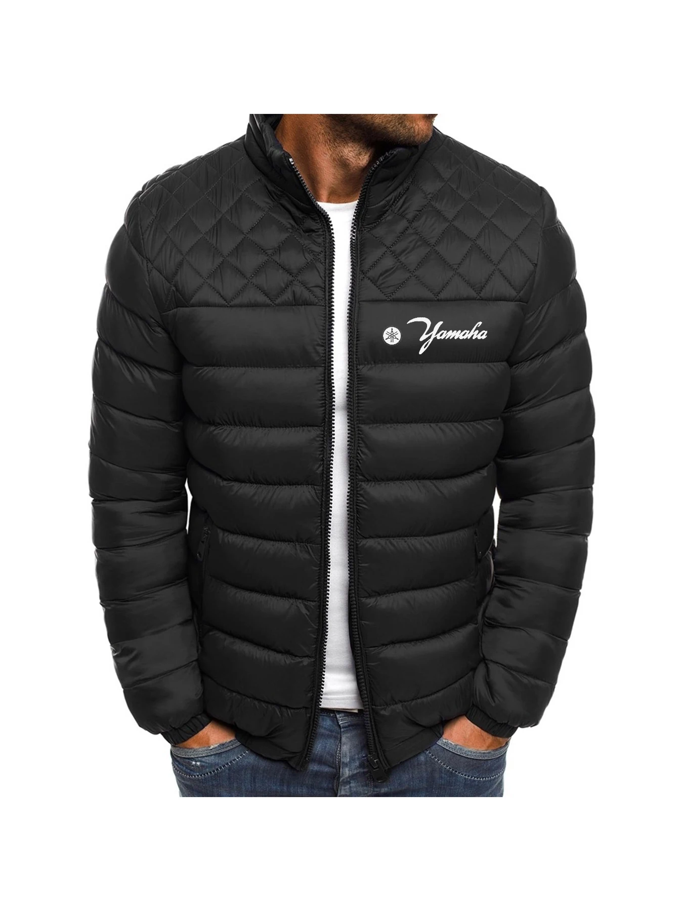 2025 new fashionable Yamaha logo printed winter thickened jacket, men's zipper cotton jacket, casual warm jacket, men's preferre