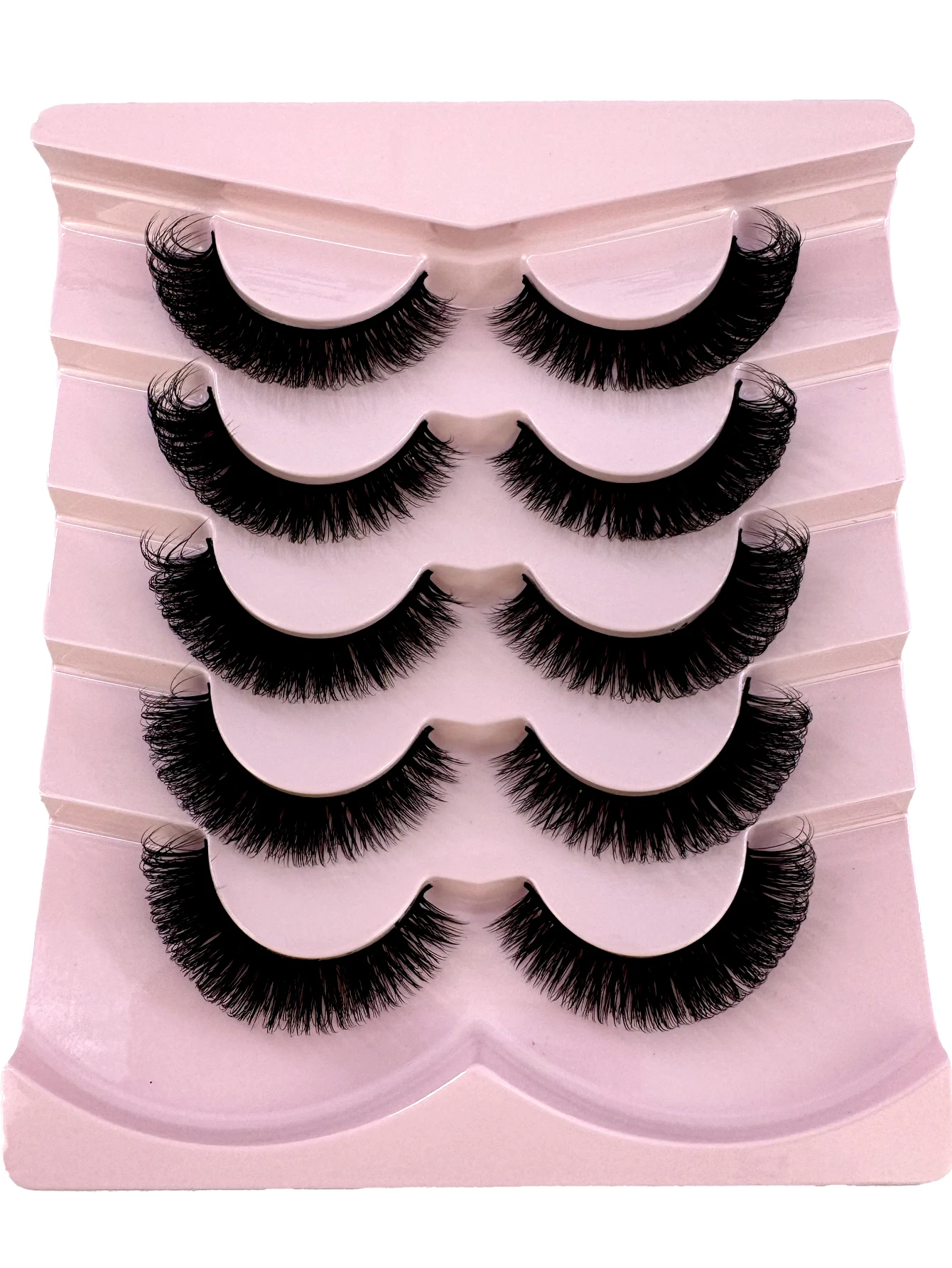 HBZGTLAD 5 Double Russian Curl Classic Cat Eye Mink Lashes Natural D Volume Puff Mink Eyelashes Cross-shaped Dramatic Curl Mink