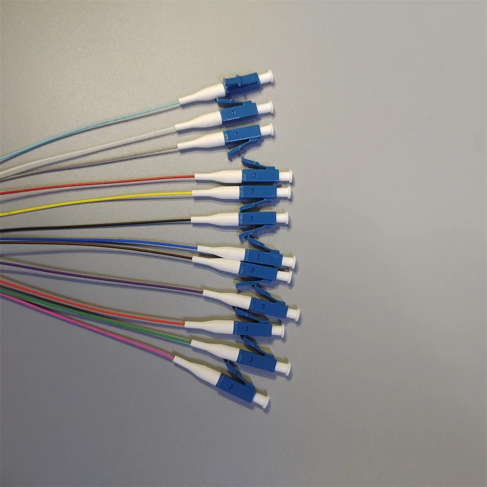 12 colour LC UPC Single Mode Pigtail Colorful pigtail G652D 0.9mm Optic Fiber 1.5M Fiber optical pigtail