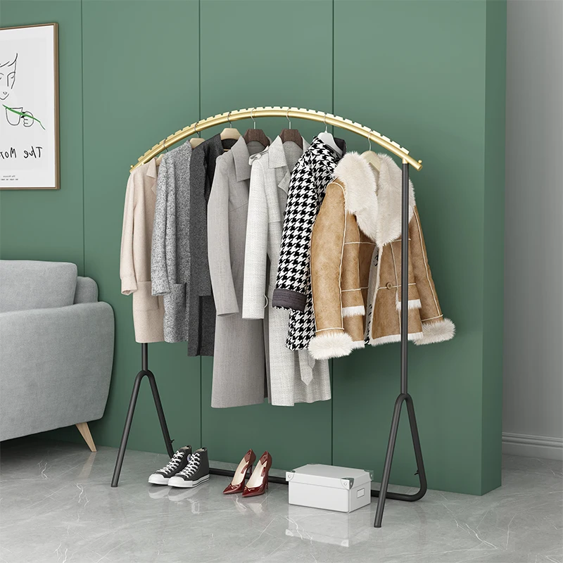

Light luxury hanger floor-to-ceiling bedroom coat rack Nordic ins metal single pole balcony steel pipe drying clothes rack