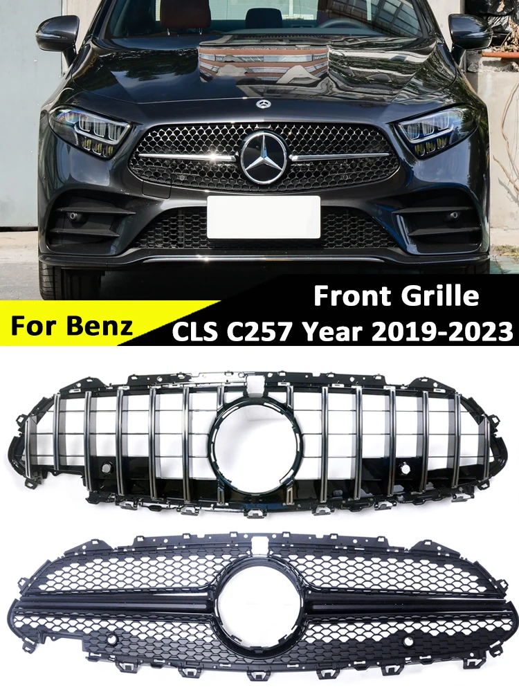 Front Bumper Grille Facelift For Mercedes Benz CLS C257 CLS450 CLS53 AMG 2019-2023 Diamonds Upper Grilles GT Panamerican