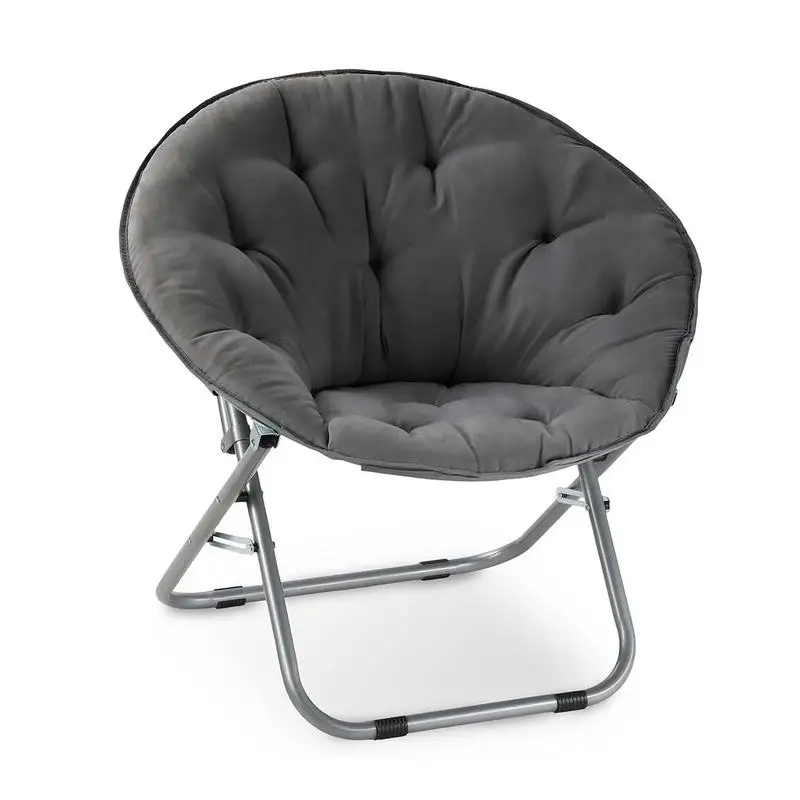 

Oversized Moon Chair with Metal Frame, Comfy Chair for Bedroom, Grey Saucer Chair for Bedroom, Cozy Faux Fur Lounge Chair