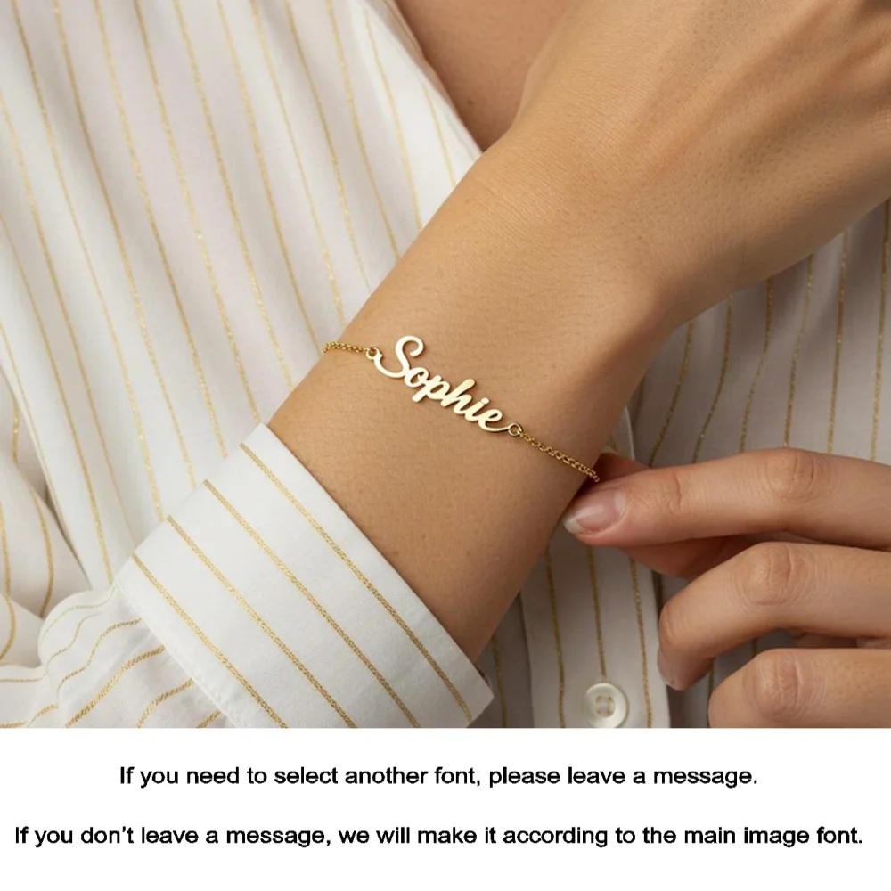 

Fashionable customized name bracelet gold plated 18K, high-quality waterproof women's bracelet, exclusive personalized gift