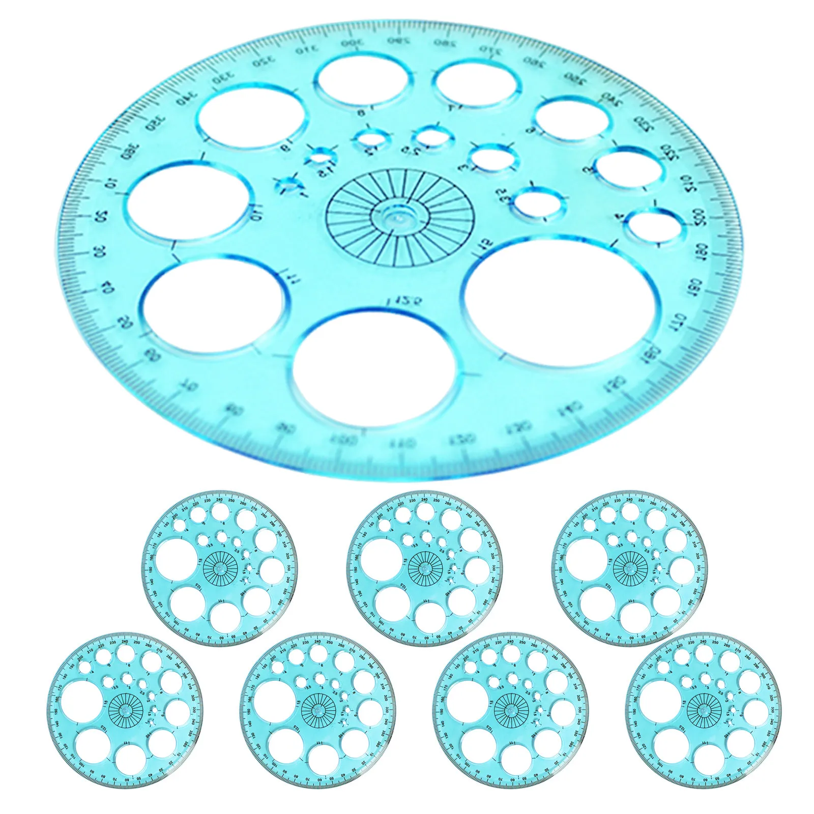 8Pcs Plastic Angle Measuring Ruler 360 Degree Protractor Multifunctional Circle Drawing Tool for School Learning Layout