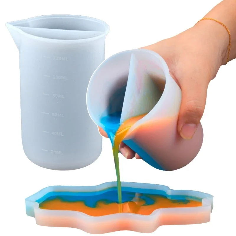 Flexible Silicone Pouring Cup 4OZ Silicone Resin Mixing Cup Reusable Silicone Pour Cups for Creative Fluid Artwork