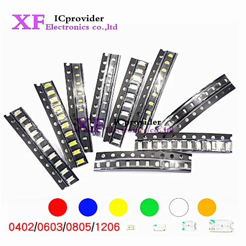 Full Roll 1206 0805 0603 0402 SMD Chip LED White Red Blue Yellow Green Orange Warm White Light Emitting Diode Good Quality
