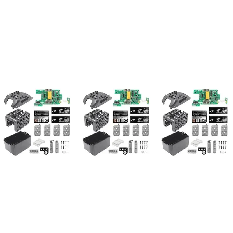 SEWS-3X BL1890 Li- Battery Case PCB Charging Protection Circuit Board Shell Box For 18V 9.0Ah 18650 -15