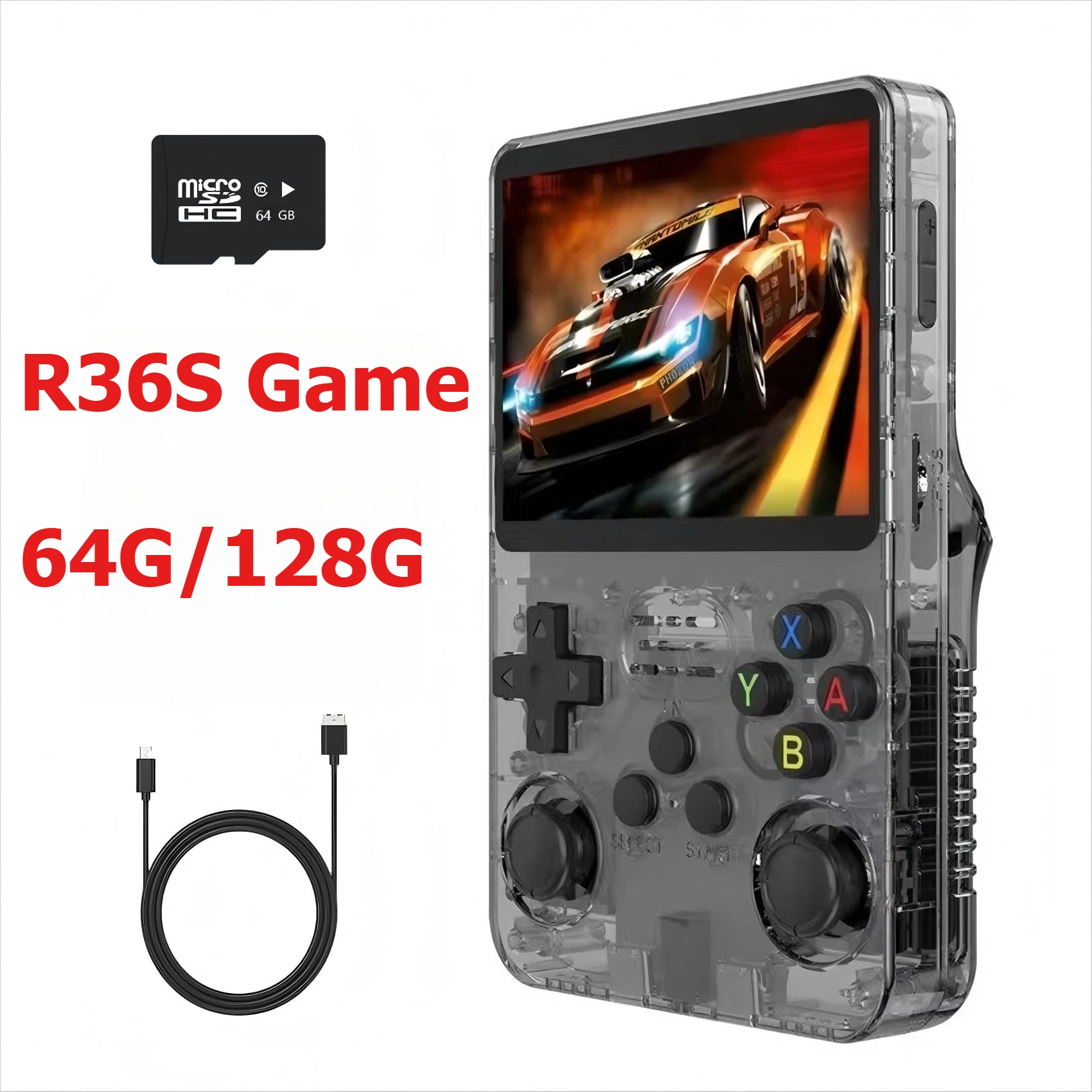 

R36S Retro Handheld Game Console Linux System 3.5-Inch IPS HD 64G 20000+ Classical Games Portable Gaming Console