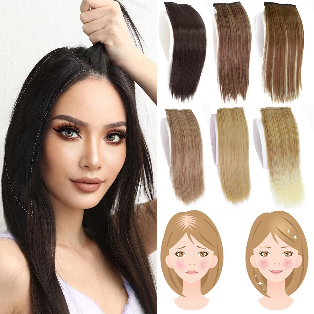 

Synthetic Straight Hair Fluffy Pad Hairpiece Invisible Hair Pads Clip In Hair Extension for Women Two Sides Thickened Hair Volum