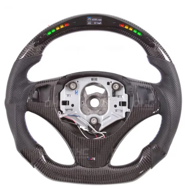 【2025】عجلة قيادة من ألياف الكربون لخرز مصباح LED من سلسلة BMW E90 3 #2