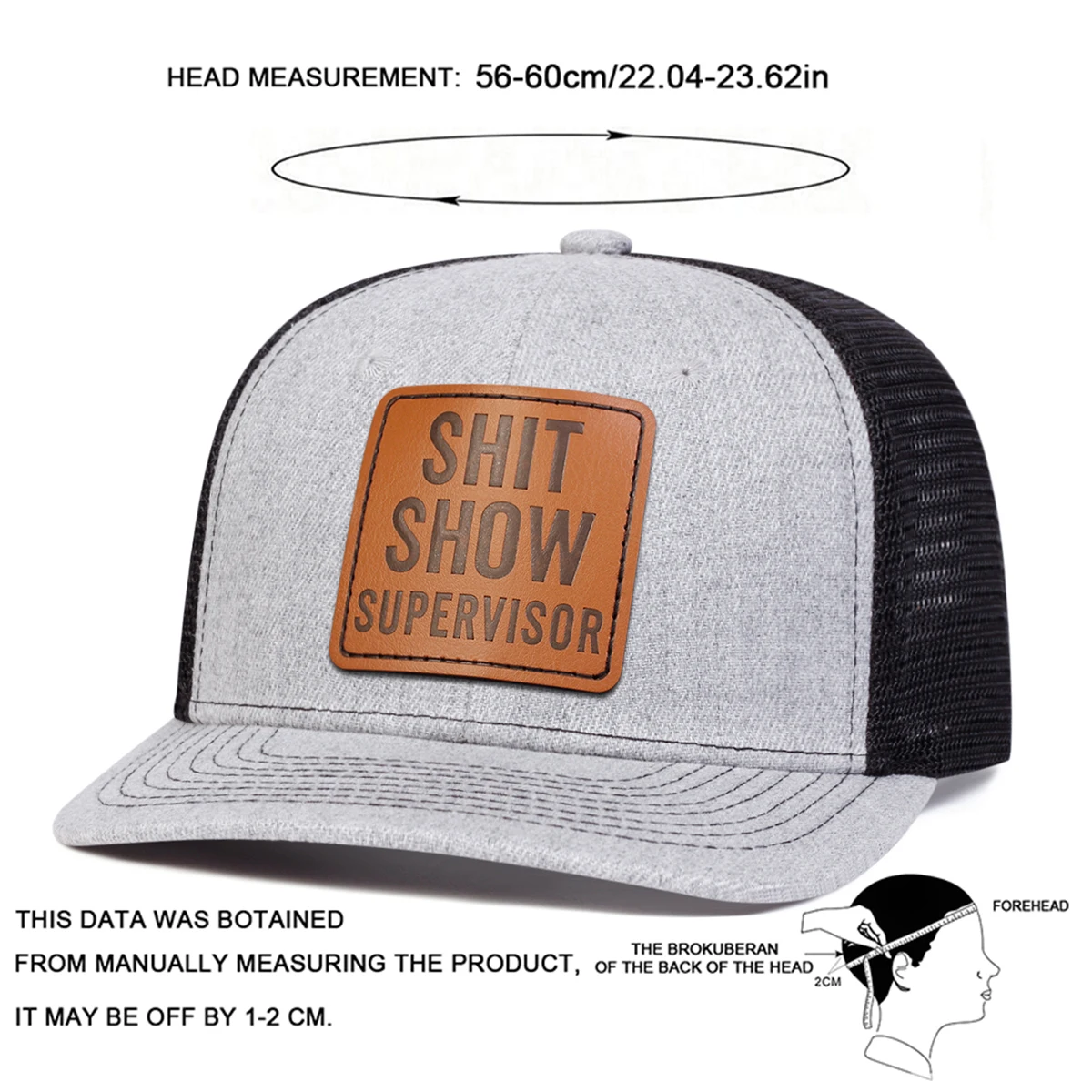 1piece Unisex SHIT SHOW Leather Patch Baseball Net Hat Outdoor Adjustable Sunscreen Leisure Hat Spring Autumn Travel Vacation
