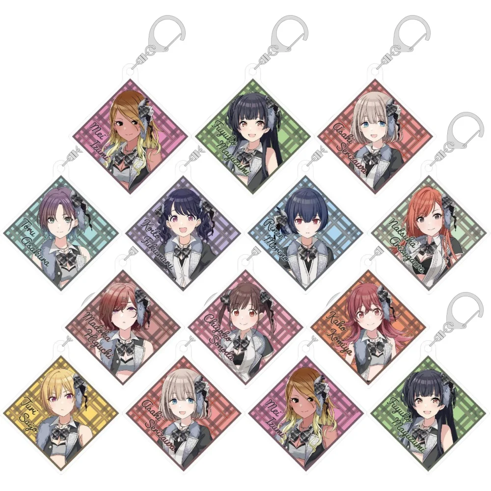 Anime Peripheral Store THE IDOLM@STER Mano Hiori Meguru Kogane HD Characters Acrylic Keychain Pendant Fans Charm Gifts About 6cm