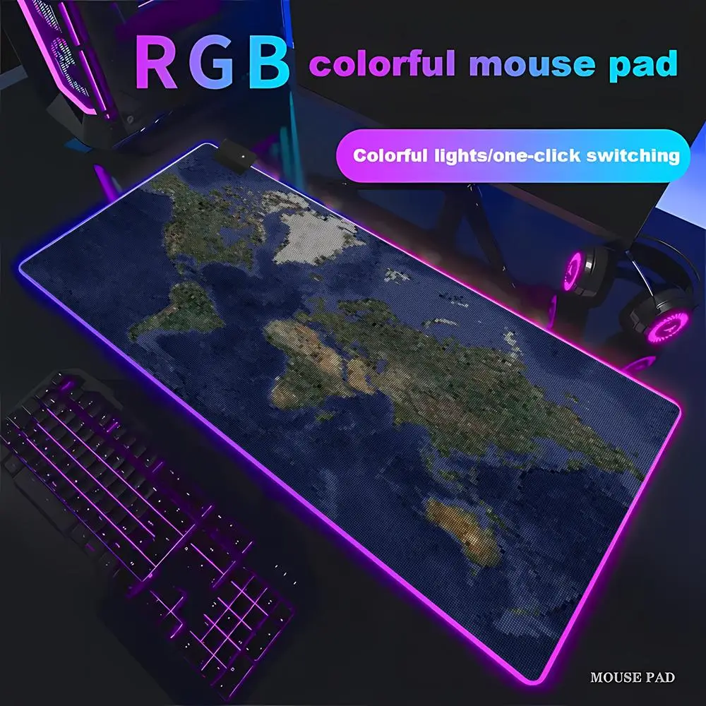 HYBXAXC Mosaic World Map Mouse Pad,Vintage Earth Desk ,Large Non-Slip for Office Home Non-Slip Gaming Mousepad for Office Home
