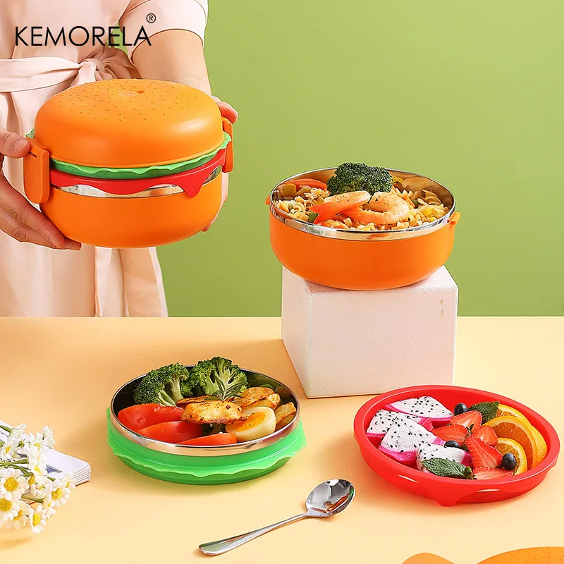 Creative Double-Layer Hamburger Insulated Lunch Box Portable Food-Grade Student Children's Lunch Box Microwave Safe Lunch Box