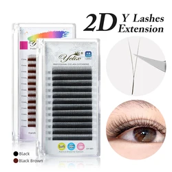 Yelix New 2D Volume Lashes Dark Brown Ultra-thin Y Lash Extension Lightweight Premade Fans Eyelash Extensions
