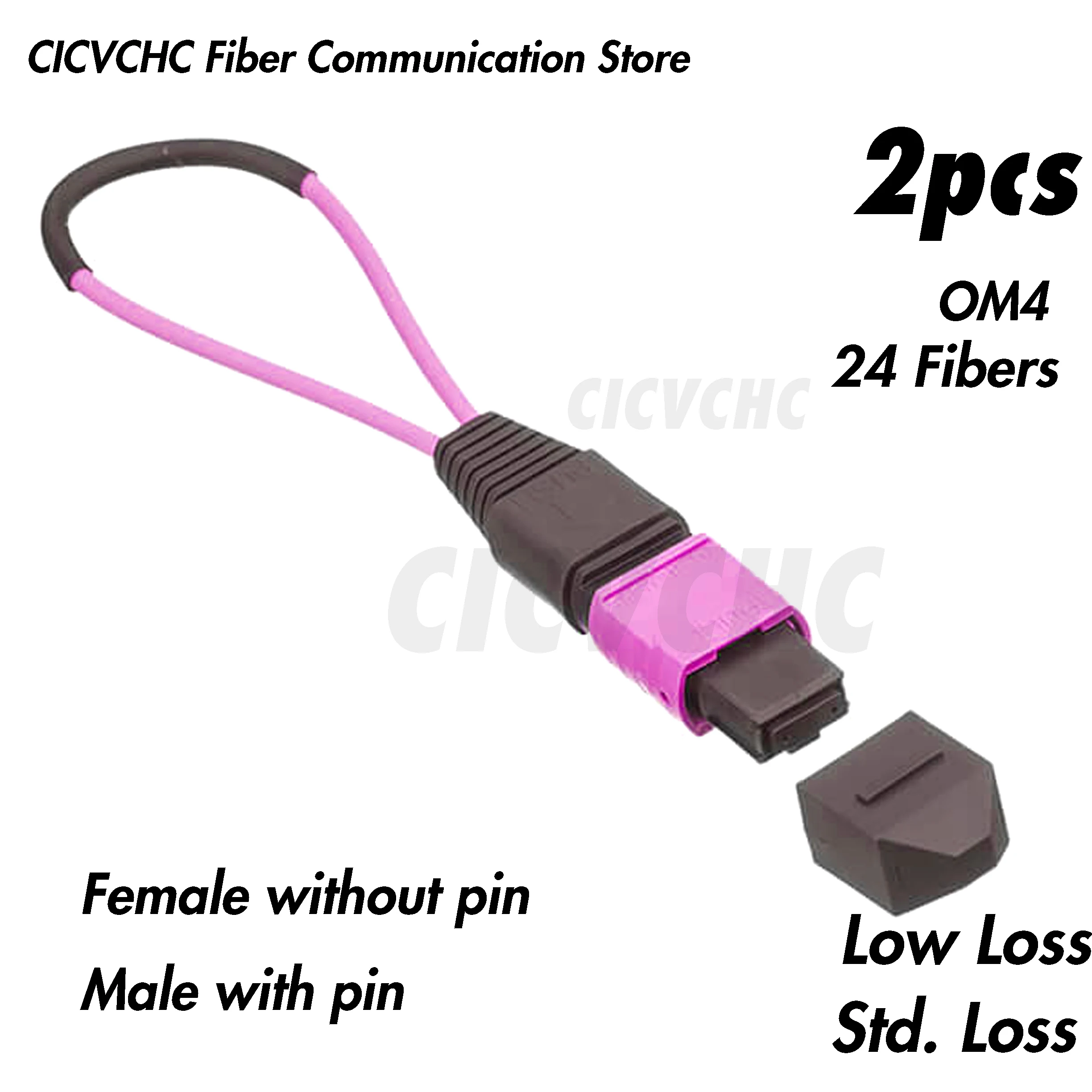 2pcs 24 Fibers MPO/UPC Loopback Cable OM4 with Elite or Standard Loss