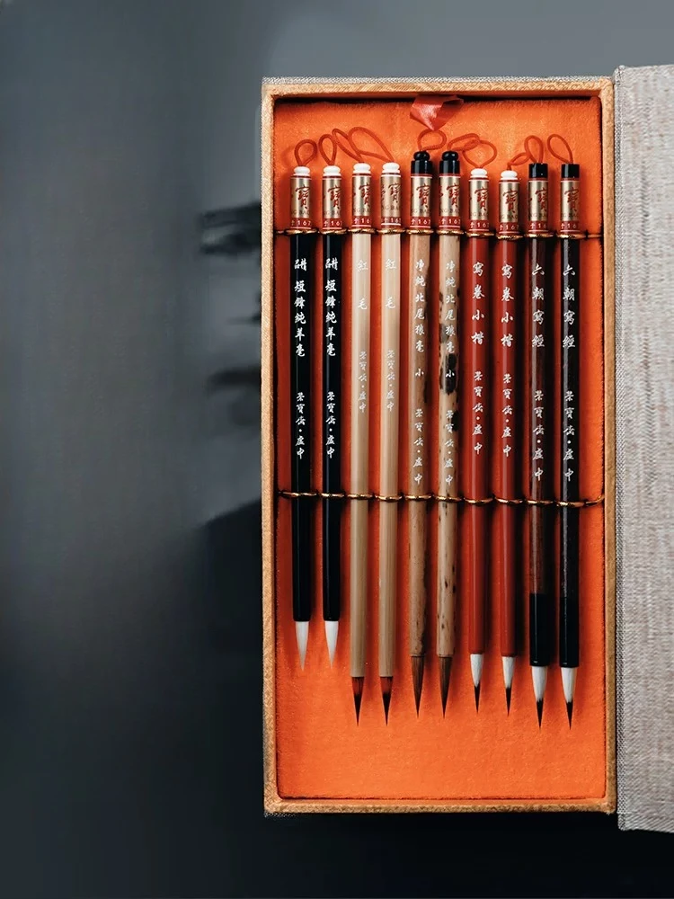 Lake brush, brush writing scripture, set of strokes, four treasures of the study, calligraphy, Chinese painting creation