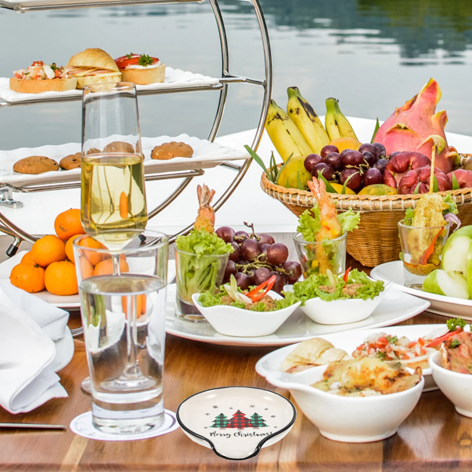 

Christmas Spoon Rest Kitchen Ceramic Utensil Holder Stove Top Cooking Spoon Tray Holiday Kitchen Decor Utensil Rest