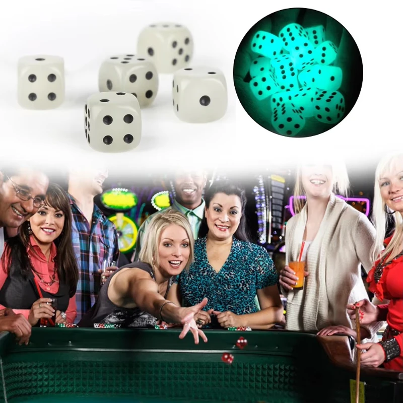 

5/10/15/20/25/30Pcs Luminous Dice Rounded Corners Black Spots Dice Nightclub Bars KTV Boutique Entertainment Glowing Dice