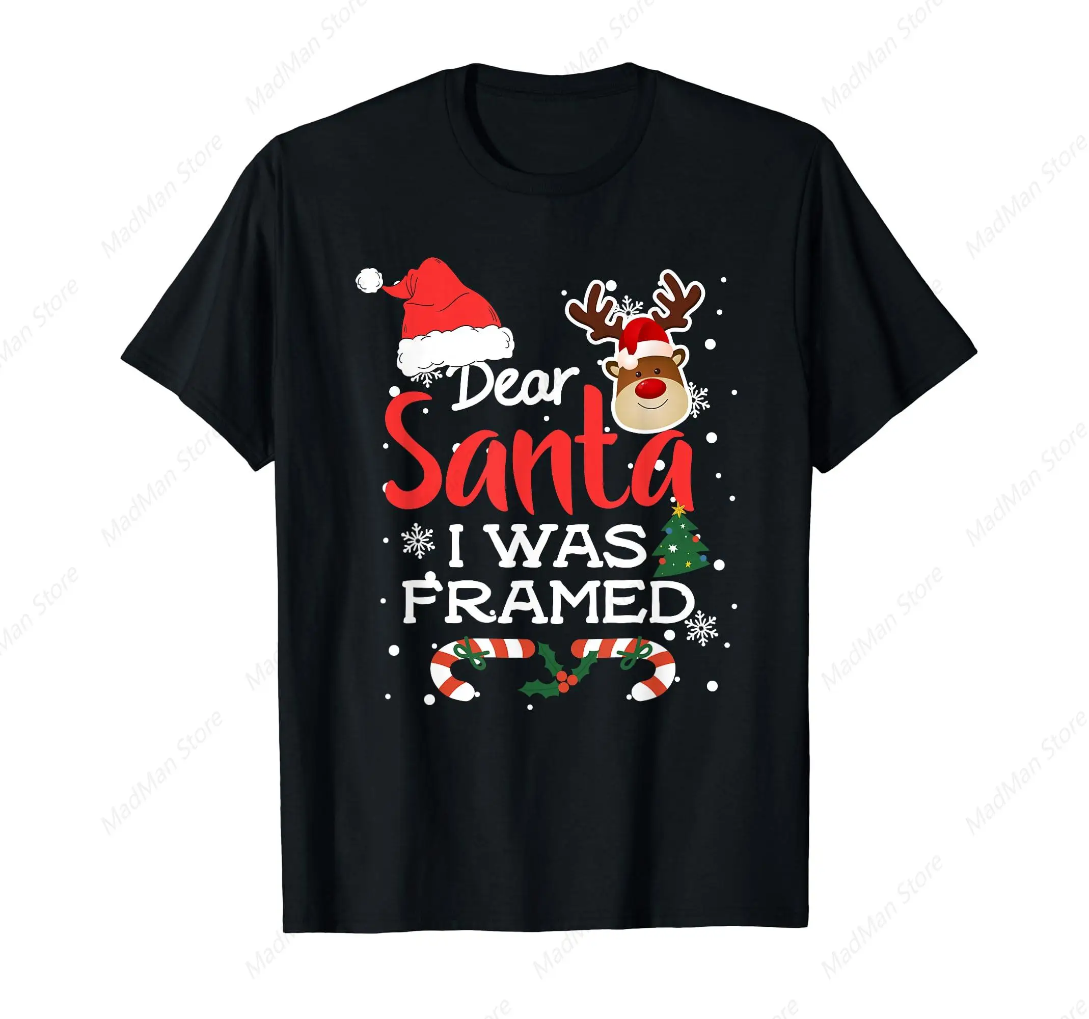 Camiseta con cita divertida de Papá Noel, camiseta con medias navideñas enmarcadas para hombres y mujeres