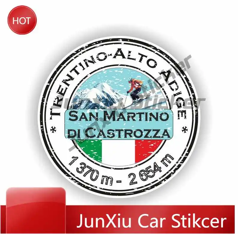 

San Martino di Castrozza Trentino-Alto Adige Italy Italia Ski Snowboard Sticker High Quality Auto Accessories For Wall Bumper