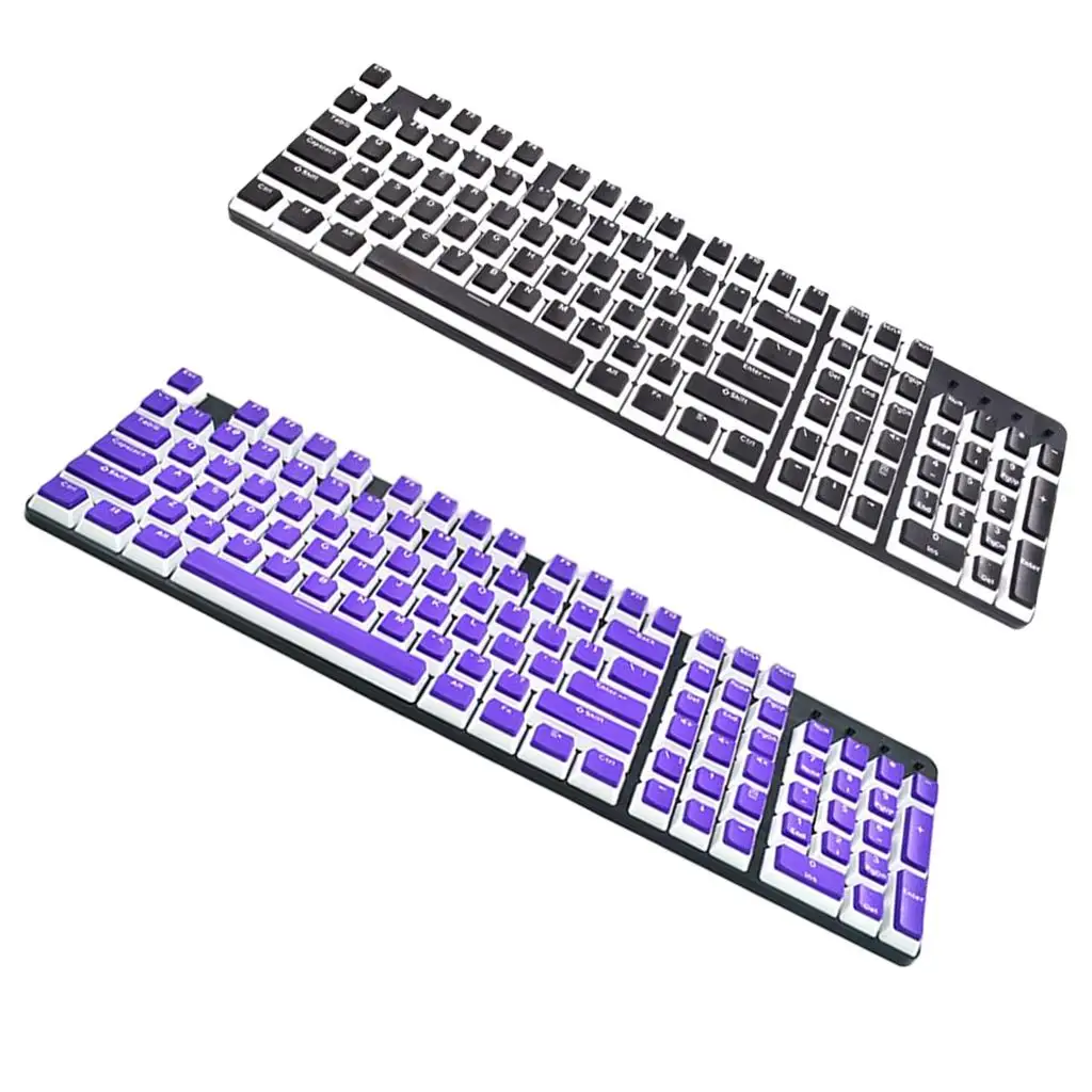 PBT Pudding Keycap Set 104 Keys Double Color Injection Molded Keycaps for Mechanical Keyboard Gaming and Typing