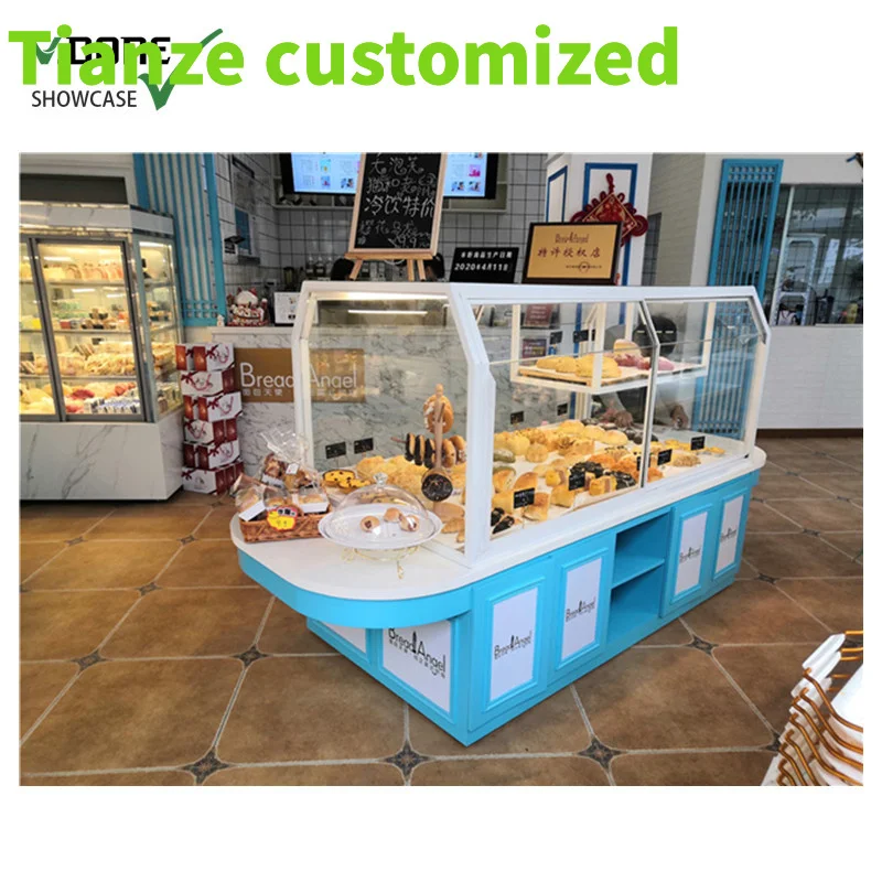 Customized-Coffee shop kiosk bakery display cabinet counter