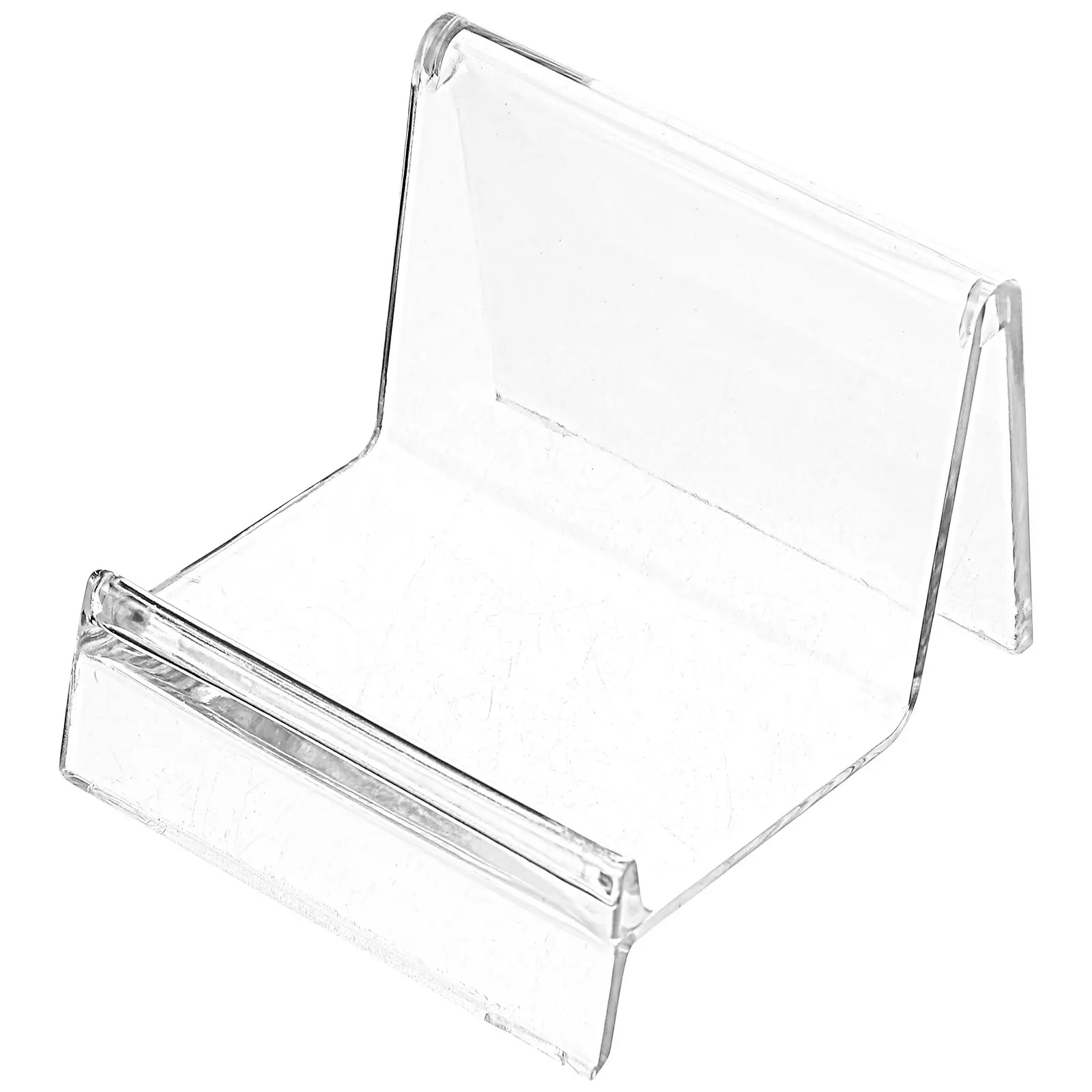 5Pcs Transparent Plastic Wallet Display Stand Desktop Organizer with 360 Degree Viewing Perfect for Wallets Phones Jewelry