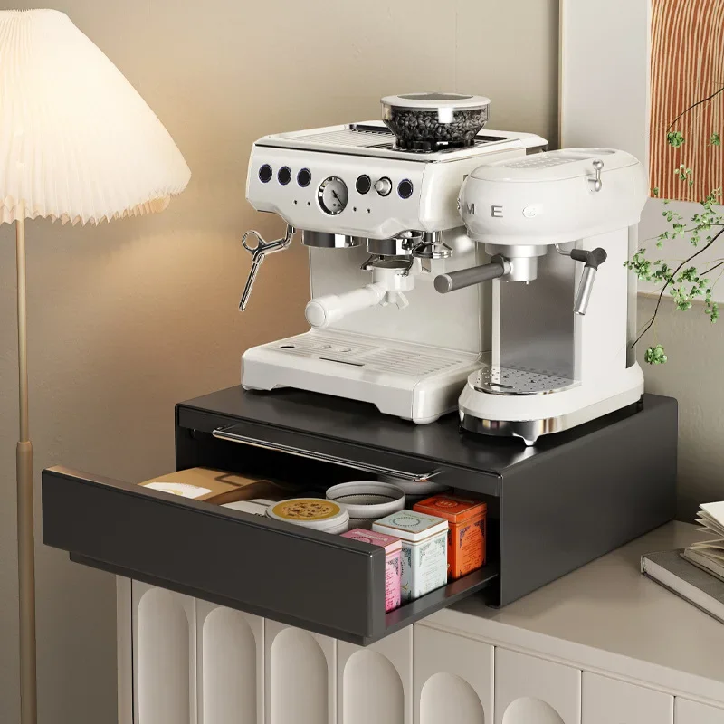 

Capsule coffee machine shelf desktop table water cup tea bag storage box base drawer rack