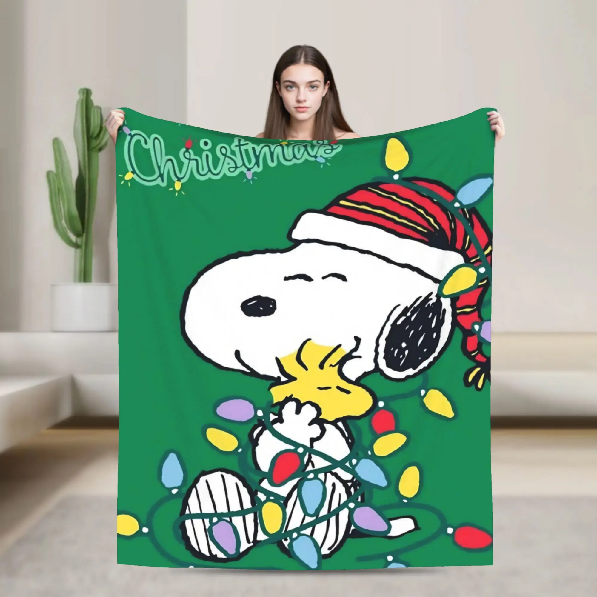 S-Snoopys Xmas  Merry Christmas Plush Blanket  Creative Throw Blanket for Home 125*100cm Plush Thin Quilt