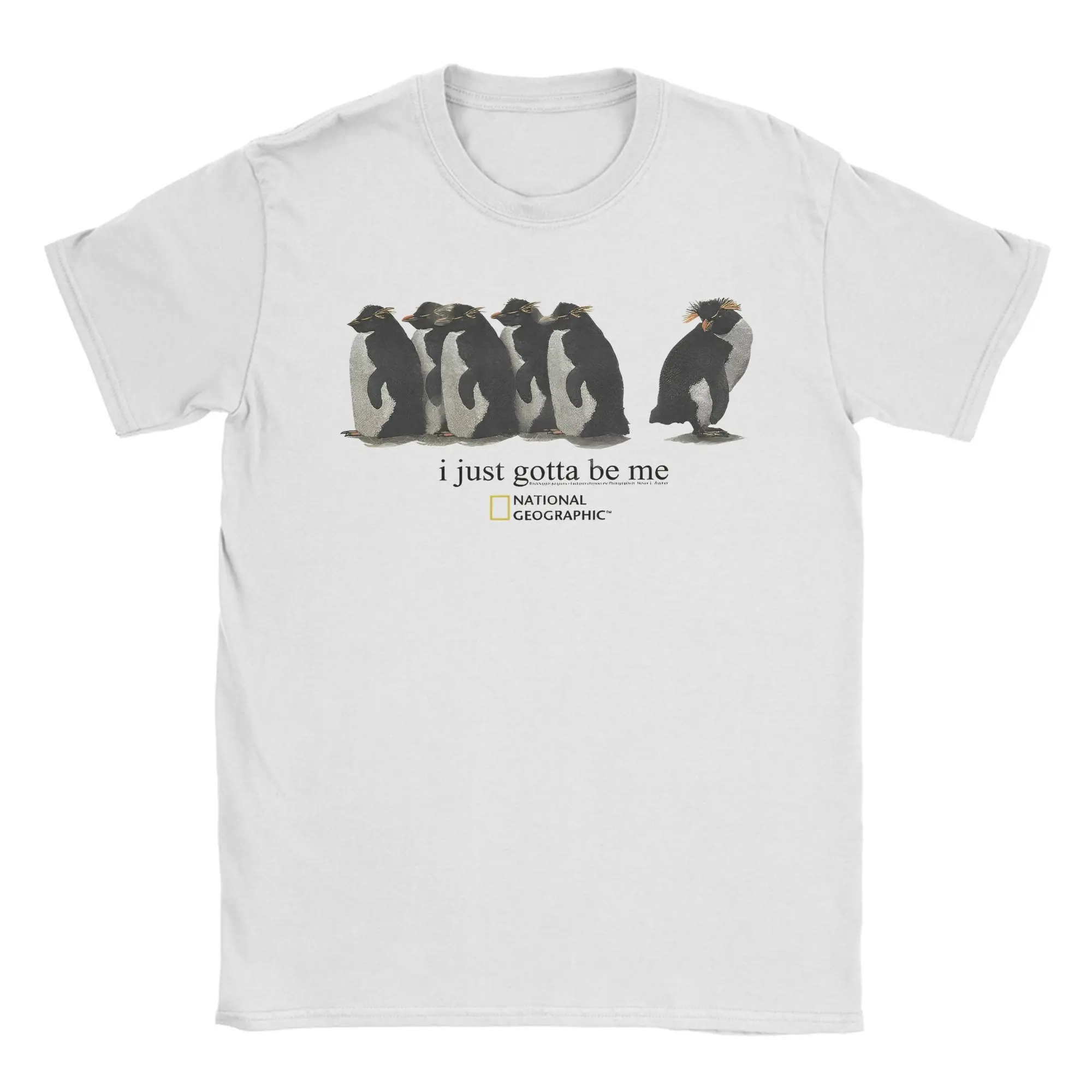 Camiseta divertida de pingüino I Just Gotta Be Me para hombre, camisetas divertidas de algodón 100%, camisetas de cuello redondo, camisetas de manga corta con estampado