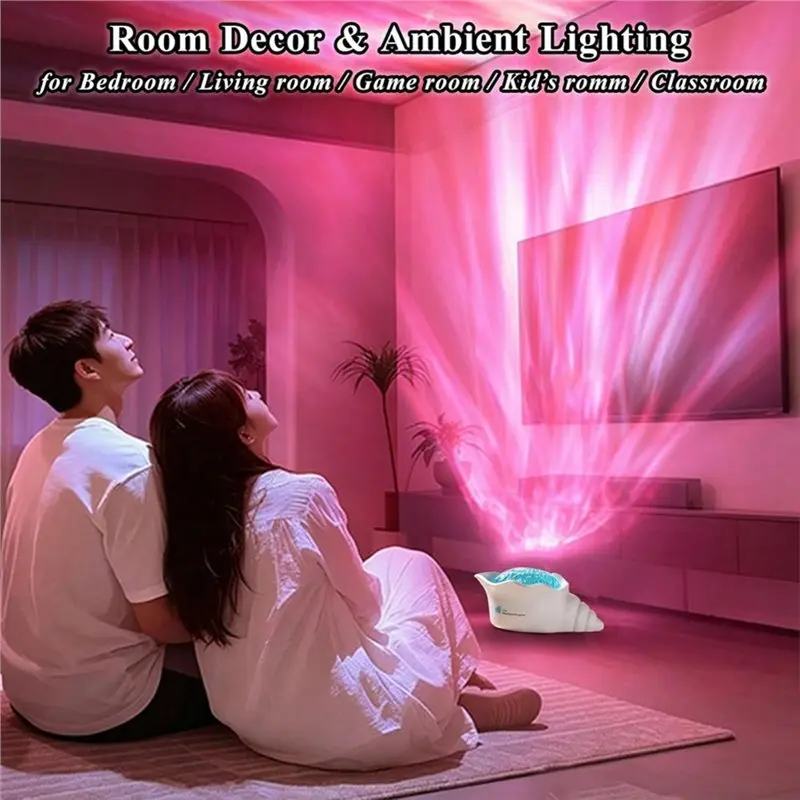 ABHI-Conch Ocean Wave Light Projector, Colors Changing Lamp With Dynamic Ripple Light, Mood Lighting With Memory Function