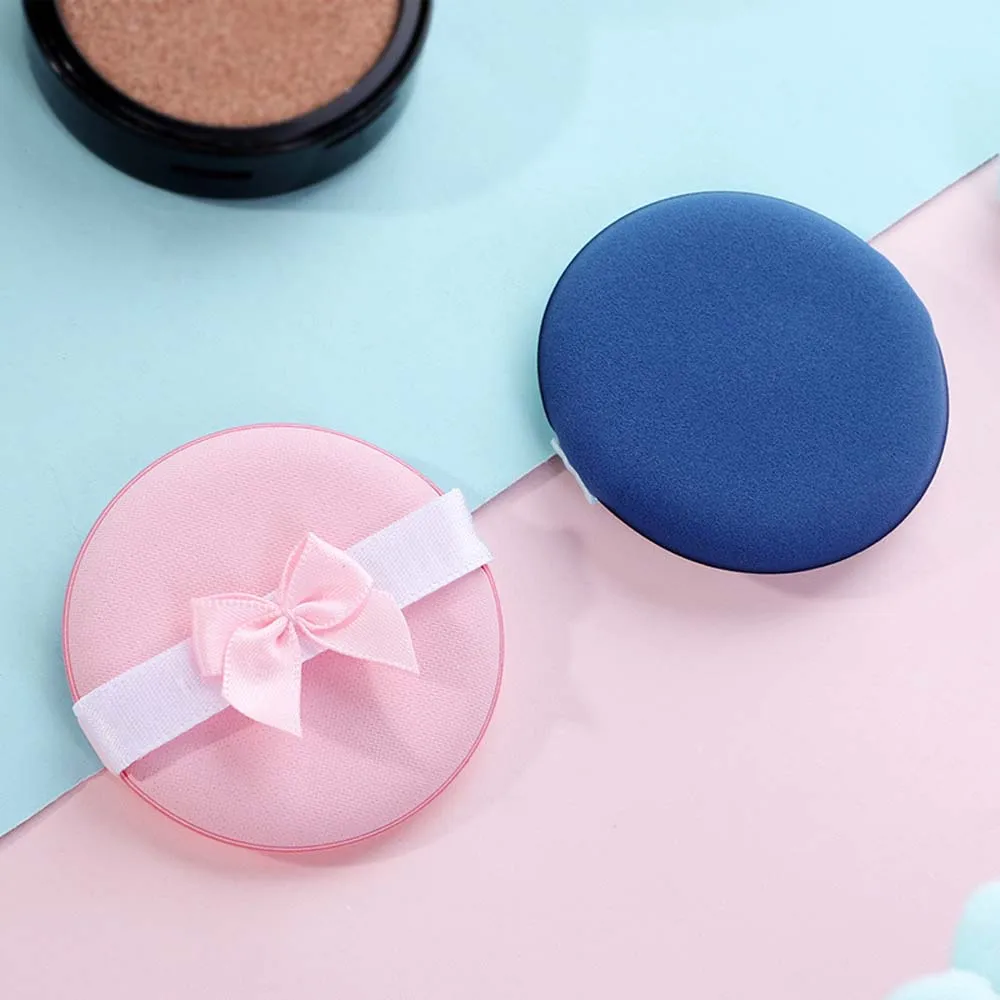 2Pcs/set Fluffy Makeup Puff Soft Washable Dry Wet Use Foundation Powder Puff Bowknot Puff Set Cosmetic Puff Cosmetics