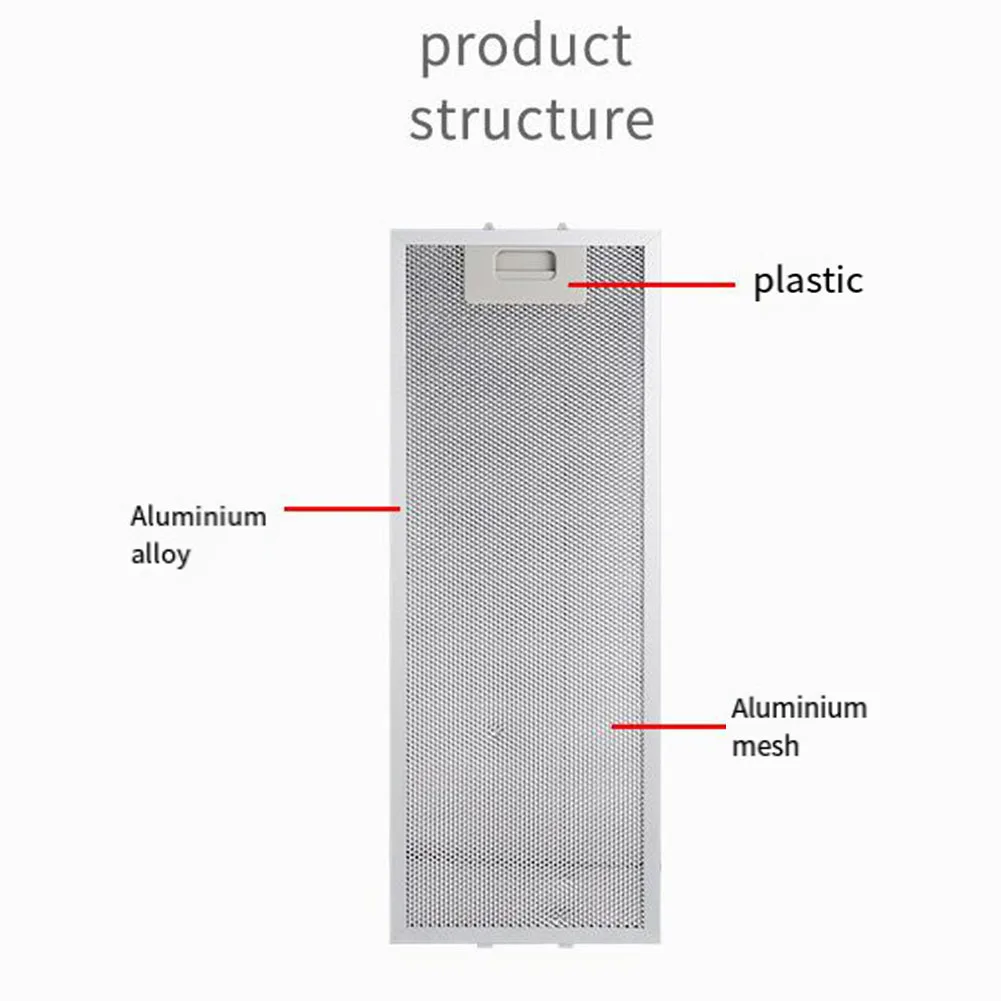 Silver Cooker Hood Filters Metal Mesh Extractor Vent Filter For Kitchen Extractor Fan Vent 192 X 471 X 9mm