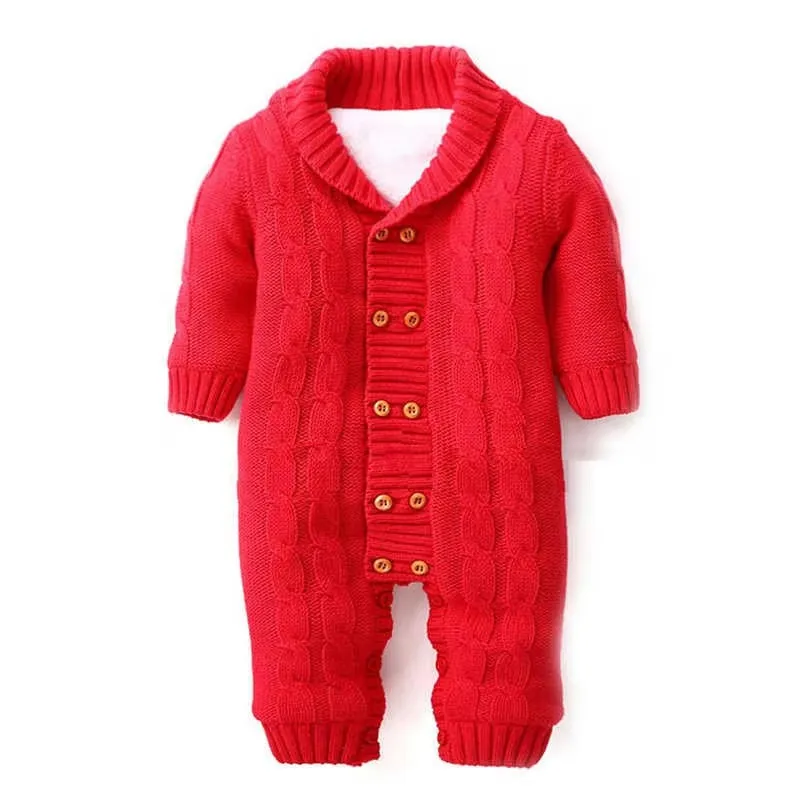 Winter Baby Romper Boys Girls Jumpsuit Winter Coveralls Soft Warm Knitted Thicken Infant Baby Rompers Outfits