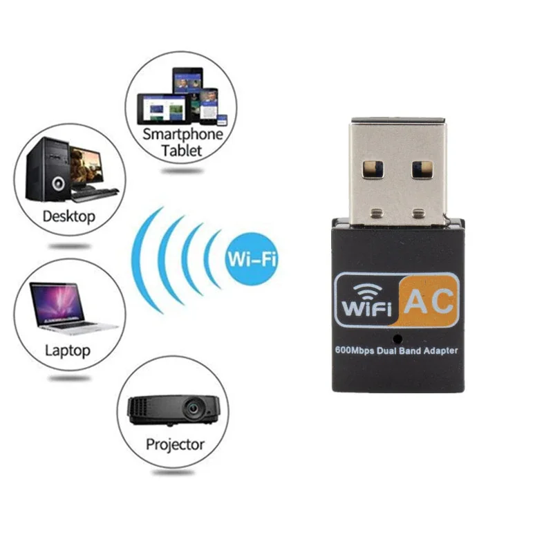 듀얼 밴드 무선 네트워크 카드 동글 USB 와이파이 어댑터, 600Mbps, 2.4GHz, 5GHz, 와이파이 안테나