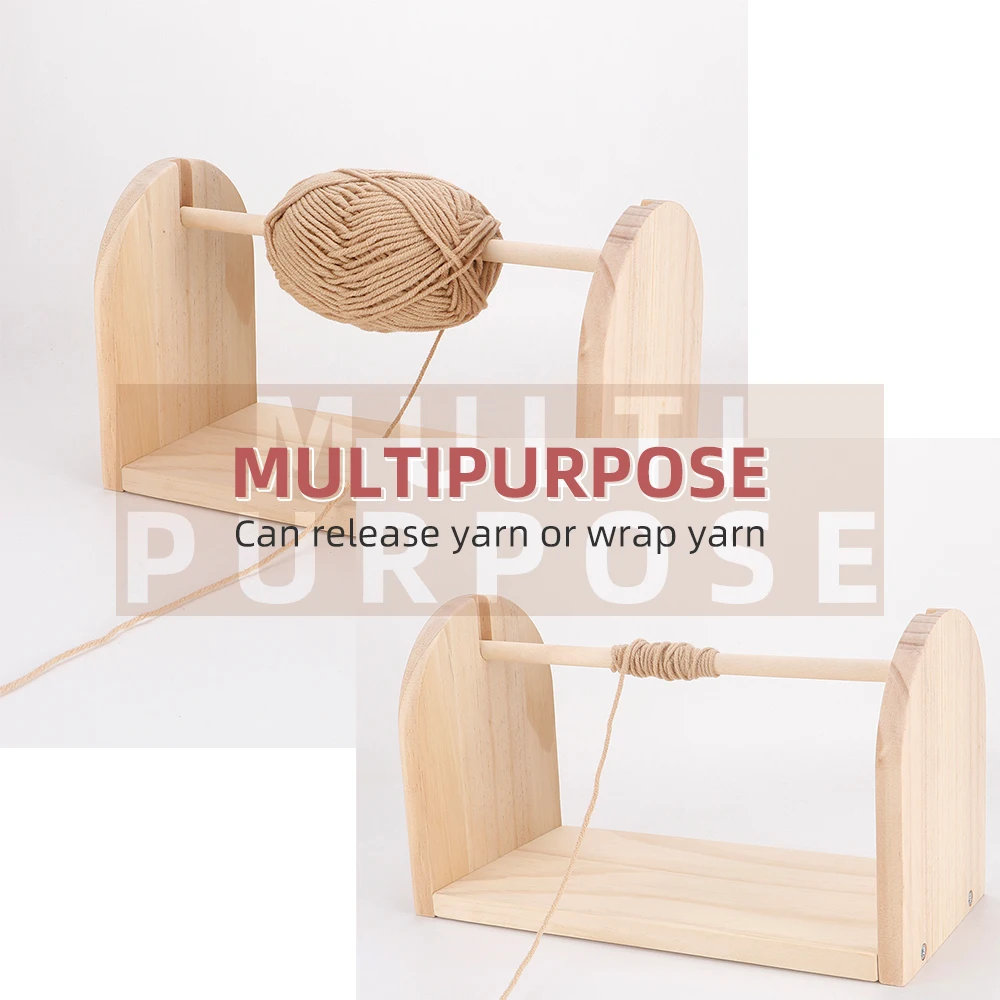 QJH Single Revolving Yarn Ball Holder - Wooden Crochet Yarn Holder or Storage - Crochet Yarn Ball Knitting & Crochet Supplies