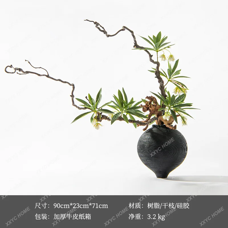 LNew Chinese-style Japanese-style large-scale simulated flower stem flower arrangement hotel lobby ornament
