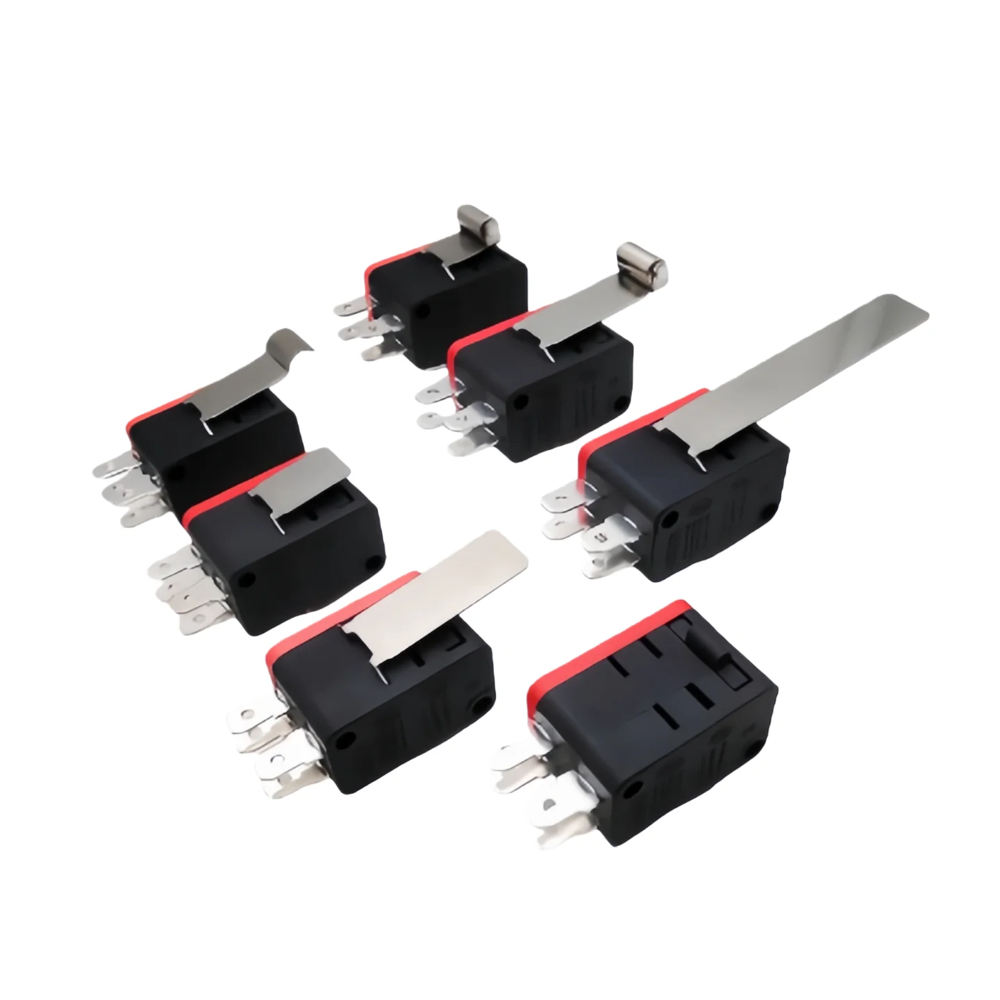 

Двойной микровыключатель KW7, ограничитель хода, кнопка накаливания, без ручек, с длинными и короткими ручками, с роликом, 16А, 250В, сброс