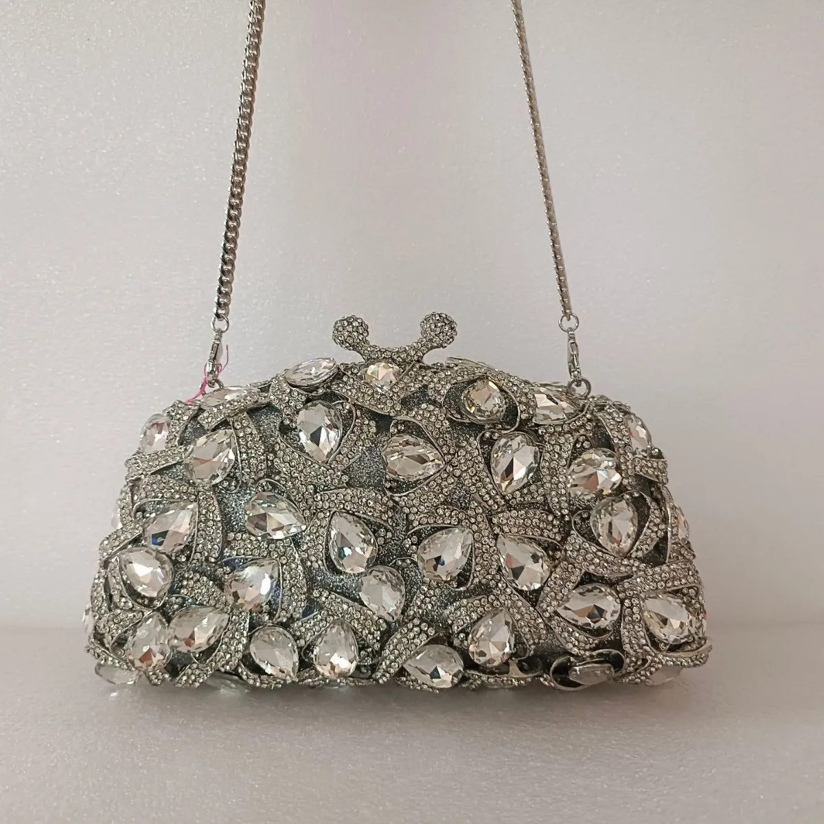 New diamond-encrusted spot dinner bag empty metal hard box diamond bag banquet dress