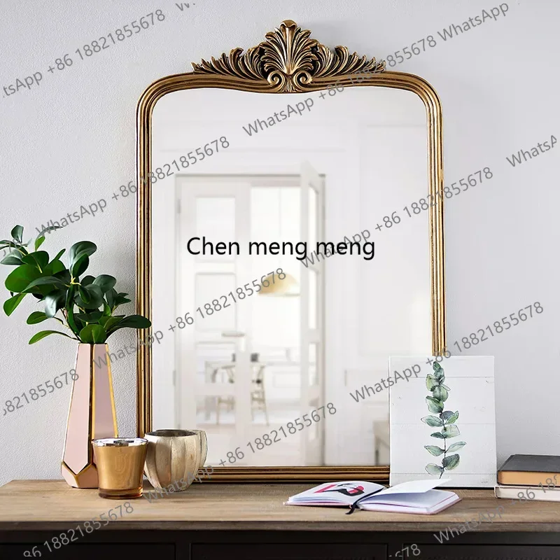 AB03   European style, wall-mounted desktop dressing, wall-mounted retro carved makeup mirror, large bedroom bathroom bathroom m