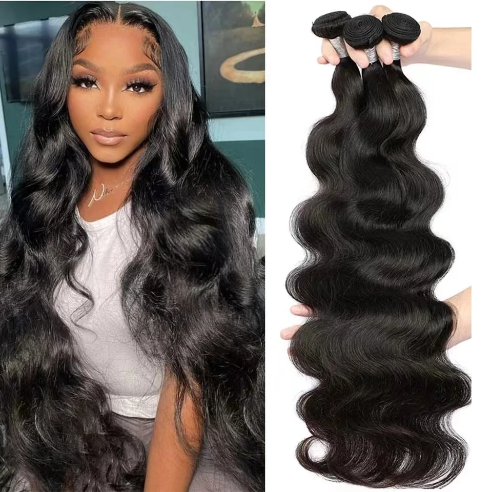 Peruvian Body Wave Bundles Remy Wavy Human Hair Natural Black 3 4Pcs Bundles Deals 100% Human Hair Bundles Extensions For Women