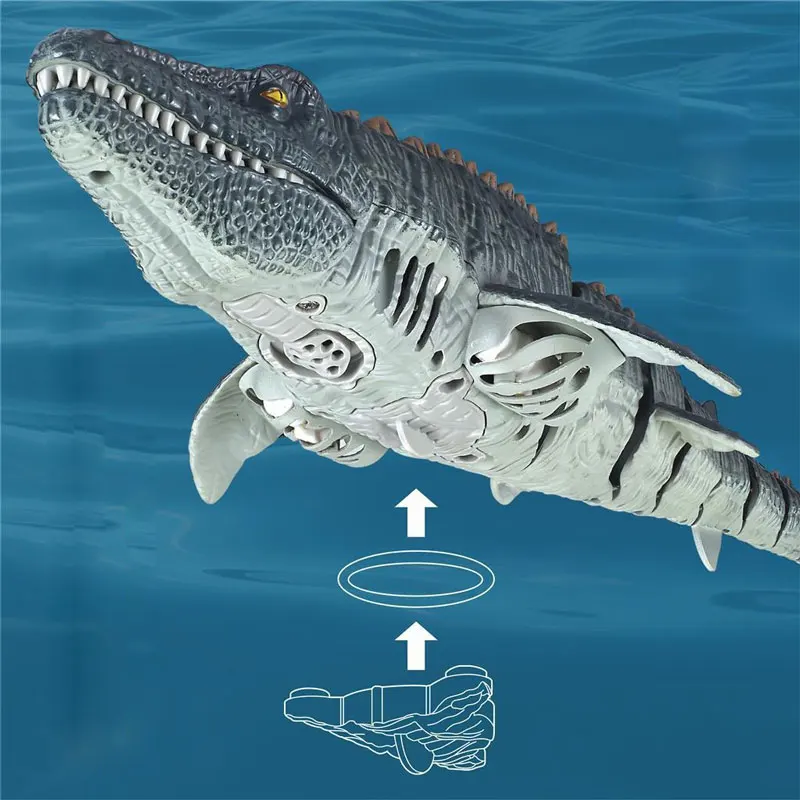 RC Mosasaurus 2.4G Zdalnie sterowana łódź Szybki rekin w sprayu Elektroniczne zwierzę RC Dinozaur pływający w wodzie Ładowanie USB