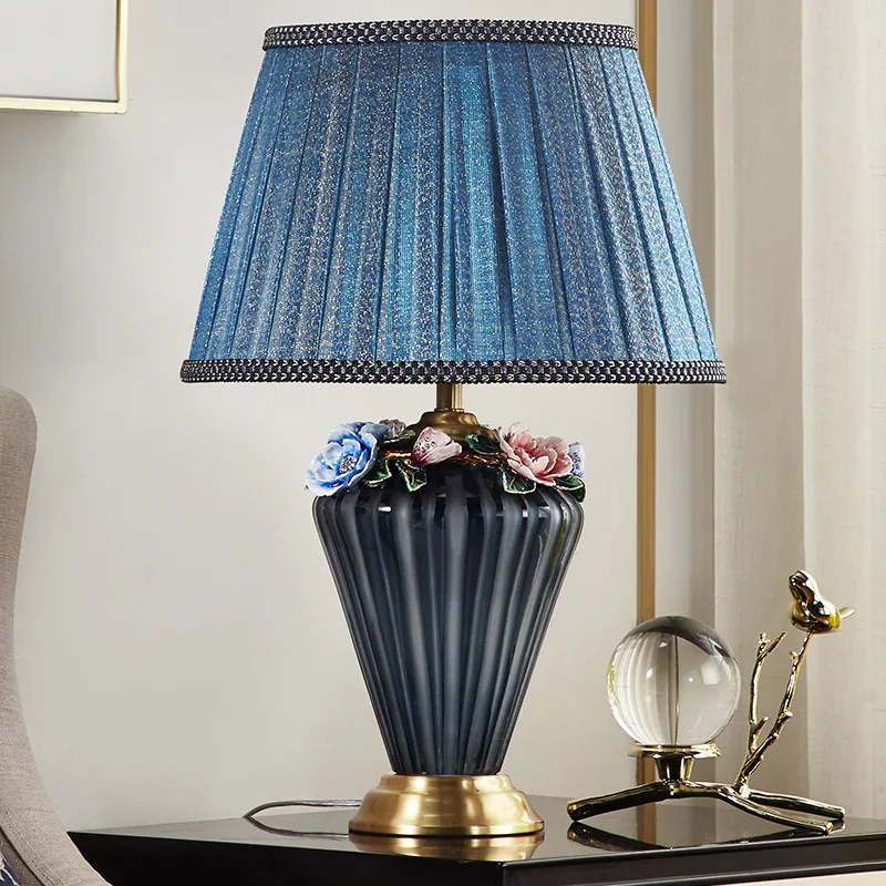 American luxury enamel master bedroom table lamp pure copper simple warm decoration home living room creative bedroom