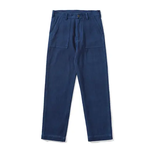 Vintage Amekaji Indigo Fatigue Pantalon Hommes Bleu Teinté Fermeture Éclair Multi-poches OG107 Pantalon Cargo Printemps Automne Droite Pantalon Décontracté
